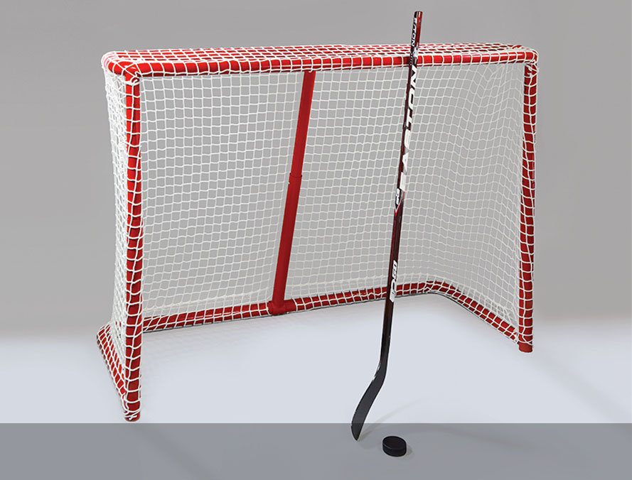 photography of hockey net for a sporting goods company